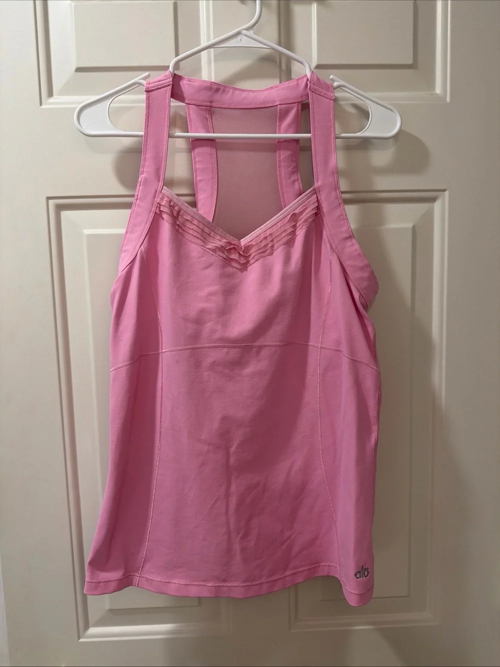 ALO Yoga Women's Light Pink Mesh-Back Tank Top Sz XL